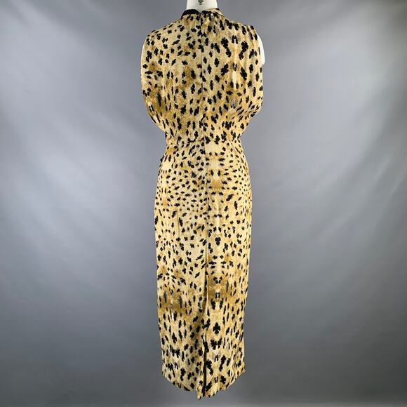 PRADA Size 6 Beige Black Viscose Abstract Drape-shoulder Long Dress - Picture 4 of 7
